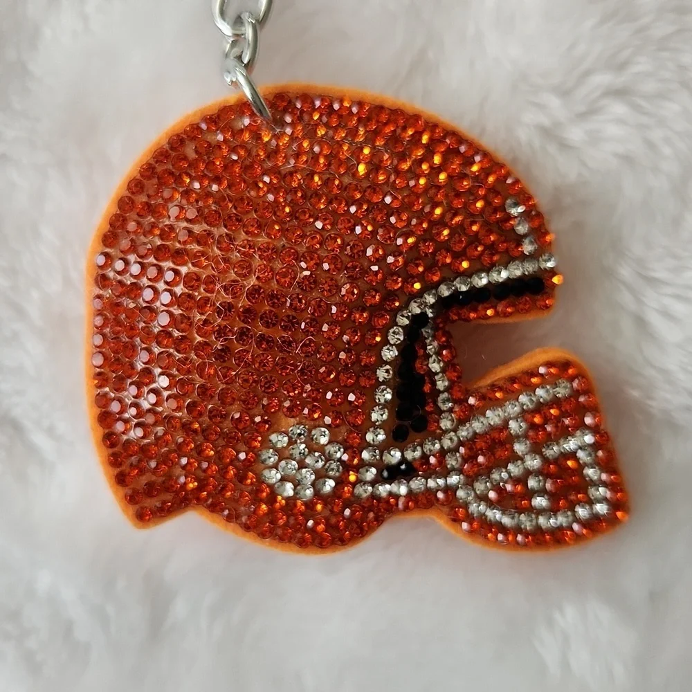 Miami Dolphins Football And Orange Helmet Keychain Set Bag Charm